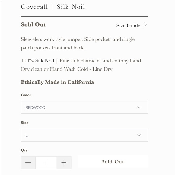 SOLD Ozma Silk Noil Coverall in Redwood - Picture 3 of 5